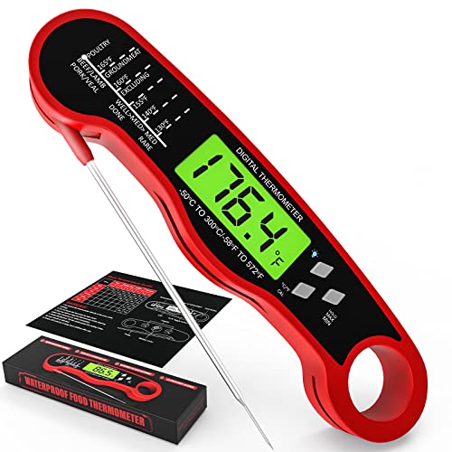 You are currently viewing AWLKIM Meat Thermometer Digital – Fast Instant Read Food Thermometer for Cooking, Candy Making, Outside Grill, Waterproof Kitchen Thermometer with Backlight & Hold Function – Red