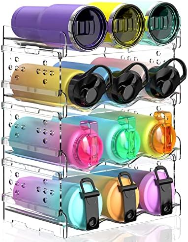 Read more about the article Areforic Water Bottle Organizer – 4 Pack Stackable Cup Organizer for Cabinet, Countertop, Pantry and Fridge, Free-Standing Tumbler Kitchen Storage Holder for Wine and Drink Bottles, Clear Plastic