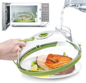 Read more about the article Gracenal Microwave Cover for Food, Clear Microwave Splatter Cover with Water Steamer and Handle, 10 Inch Plate Covers, Kitchen Gadgets and Accessories, House Essentials for Christmas Gifts, Green