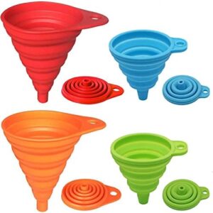 Read more about the article KongNai Kitchen Funnel Set 4 Pack, Small and Large, Kitchen Gadgets Accessories Foldable Silicone Collapsible Funnels for Filling Water Bottle Liquid Transfer Food Grade