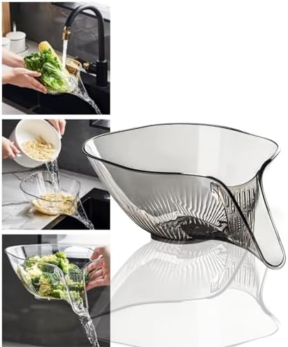 You are currently viewing MOTEERLLU Multifunctional Drain Basket with Spout, Kitchen Sink Strainer Drainage Basket Funnel for Food, Kitchen Supplies & Accessories Gadgets for Washing Vegetables & Fruits (Grey)