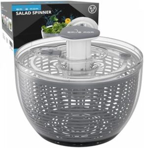 Read more about the article Smile mom Large Salad Spinner Lettuce Spinner Kitchen Gadgets, Large Salad Spinner 6.3 Qt One-Handed Handle Easy Press Super High Efficiency for Home Kitchen Washing & Drying Leafy Vegetables